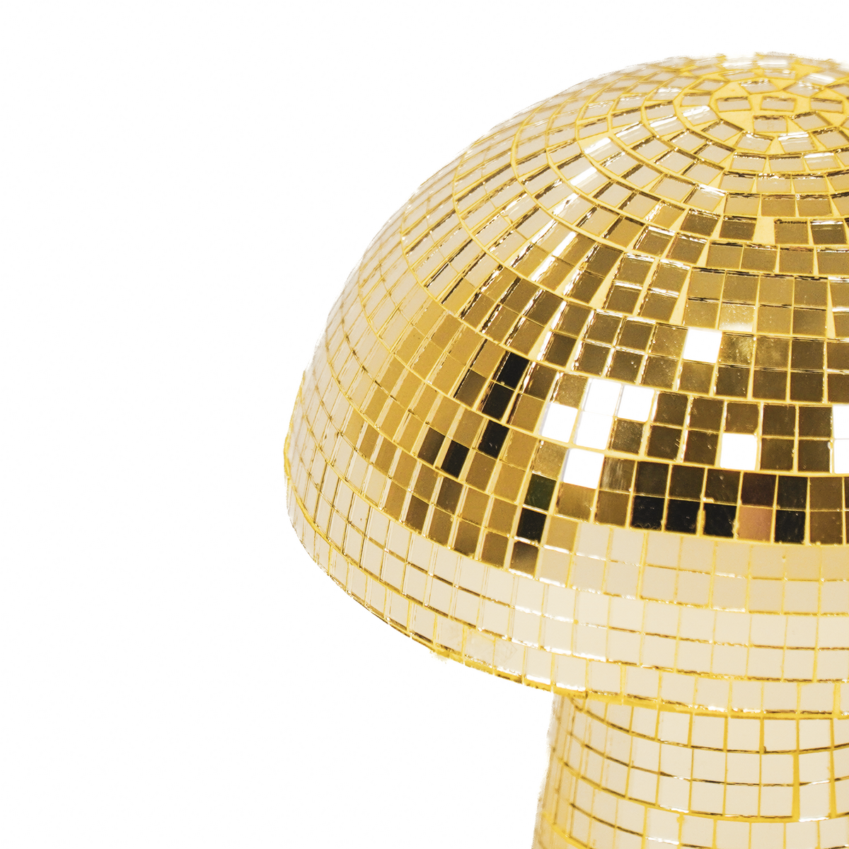 Ornament - Disco -Mushroom - Glass -Gold - 14x14x14cm