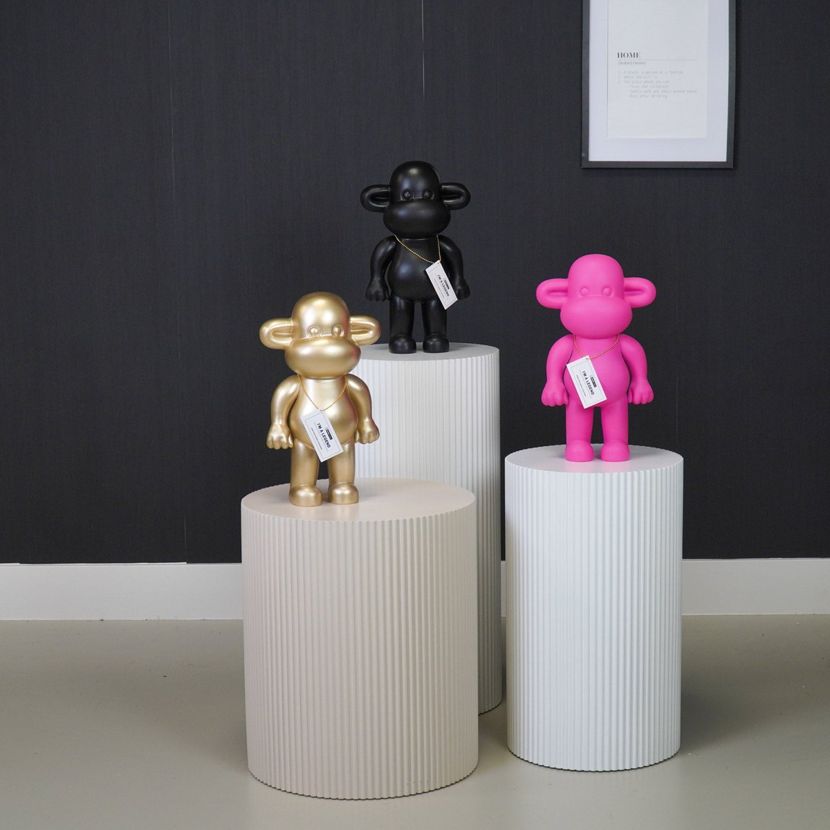 Ornament - aap -beeldje 'de legende'- polyresin - zwart - 20,5x13,5x35cm