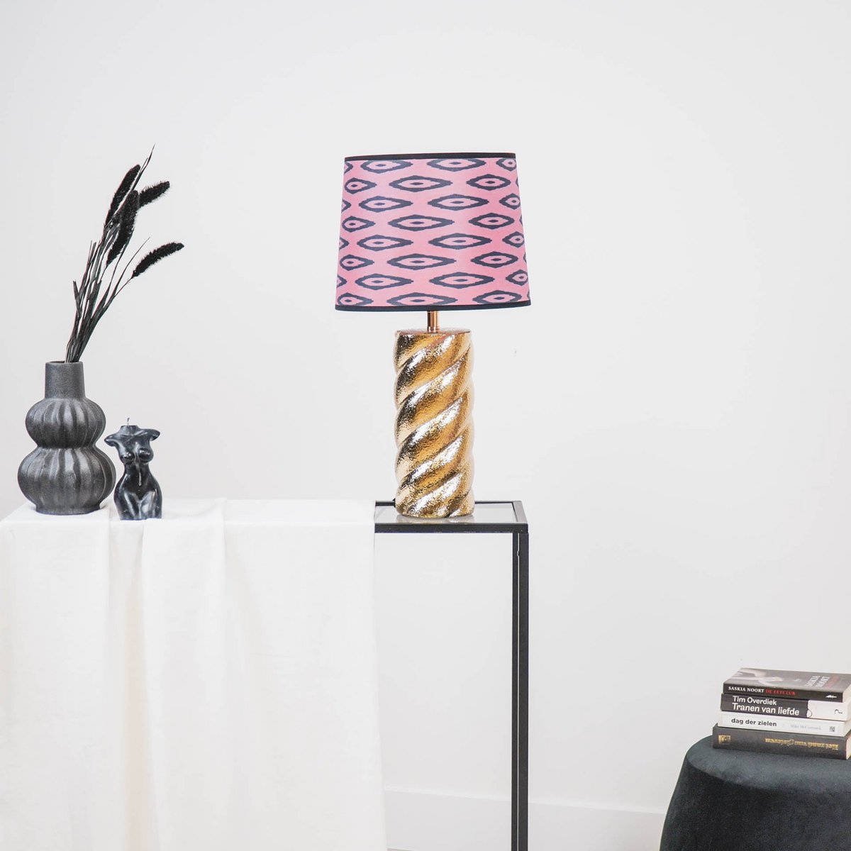 Lampenkap - Kelim Print - Polyester - Roze - 26x30x23cm