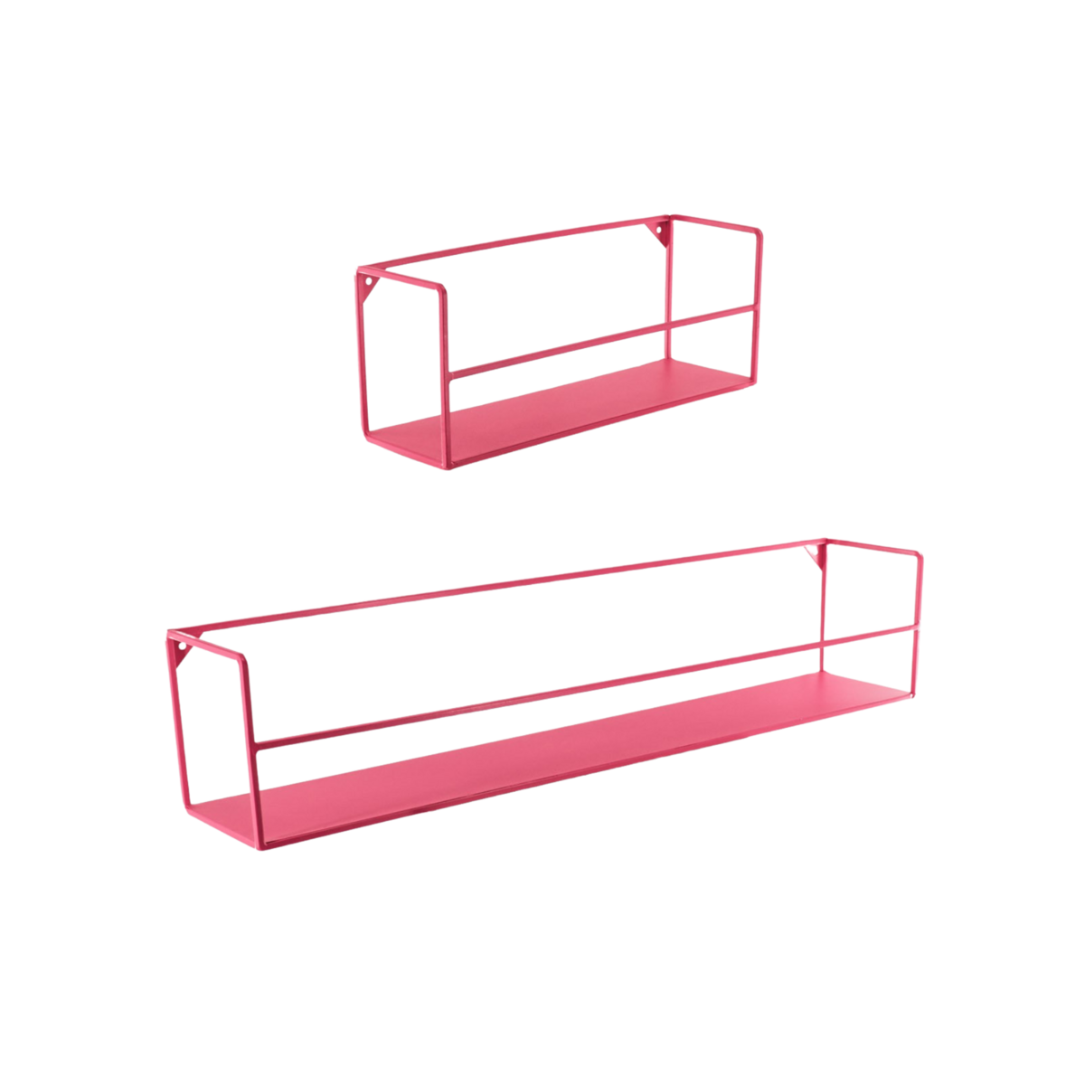 Wandplank - Metaal - Neon Pink - Set van 2 - 40 | 80x14x16cm