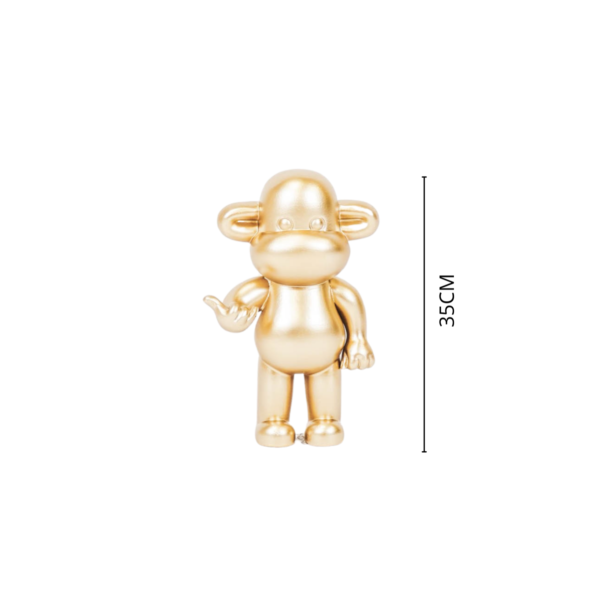 Ornament - hang losse aap beeldje 'de legende' - polyresin - goud - 20,5x13,5x35cm