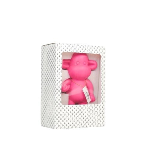 Ornament - hang los aap beeldje 'de legende'- polyresin - roze - 20,5x13,5x35cm