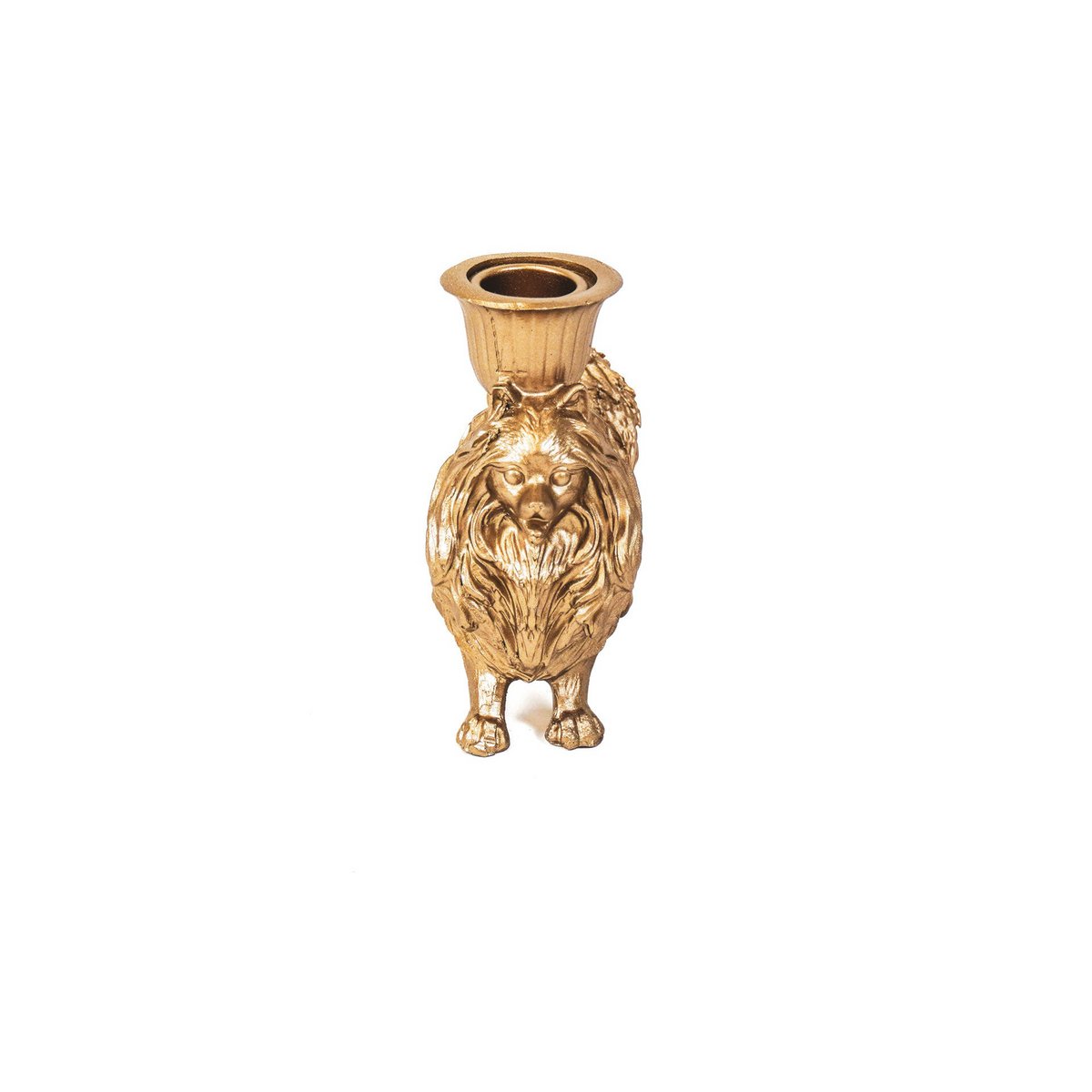 Kaarshouder - Pommeren - Polyresin - Goud - 11,7x5,5x12cm