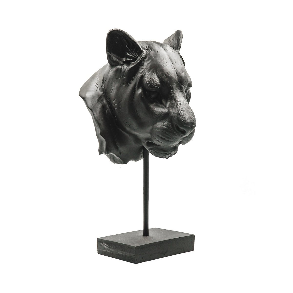 Ornament - Tijgerkop - Polyresin - Zwart -16x21x39