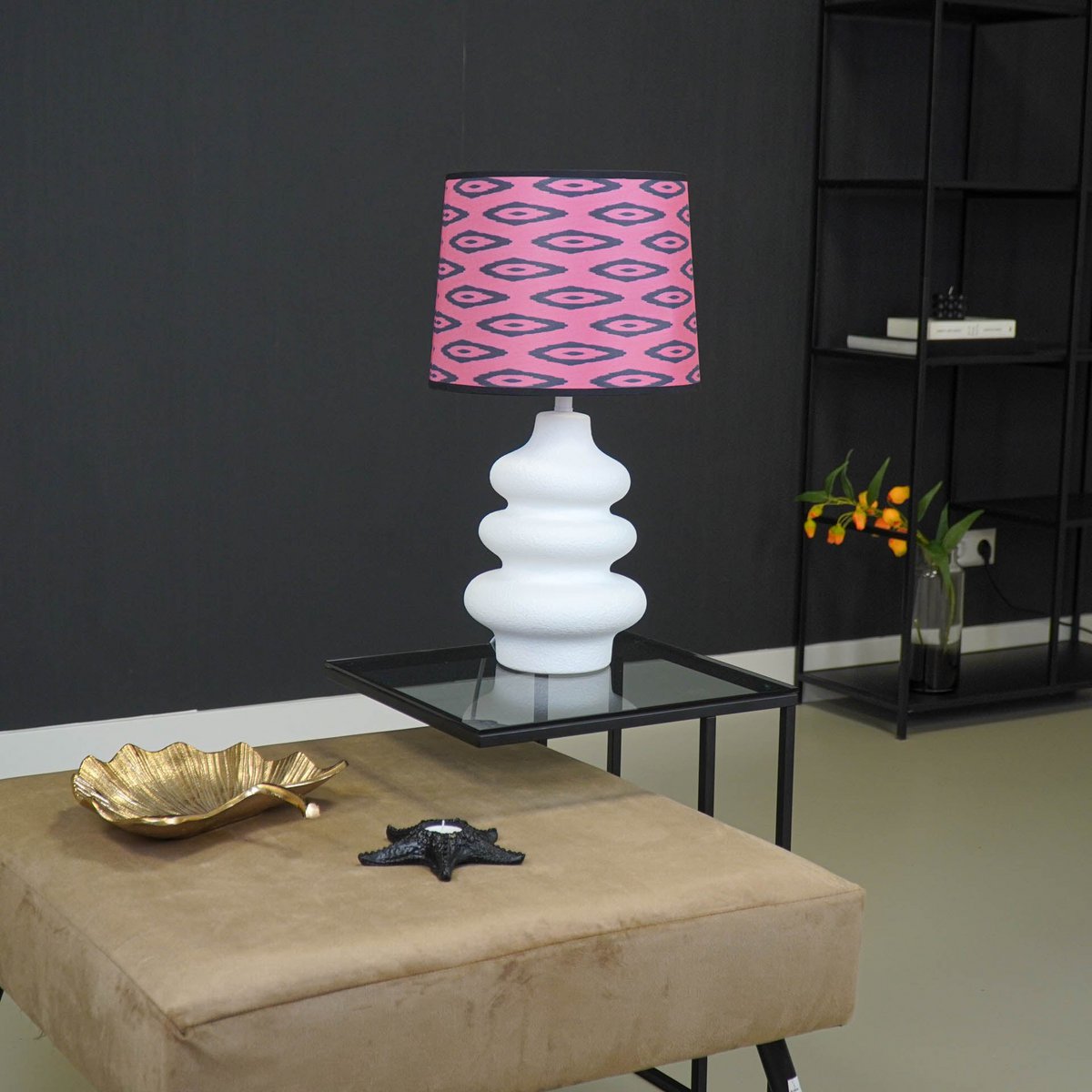 Lampenkap - Kelim Print - Polyester - Roze - 26x30x23cm