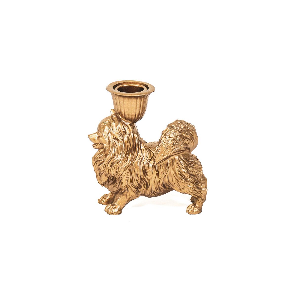 Kaarshouder - Pommeren - Polyresin - Goud - 11,7x5,5x12cm
