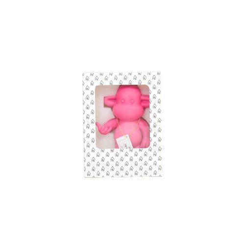 Ornament - hang losse aap beeldje 'de legende' - roze - 11x7x19cm
