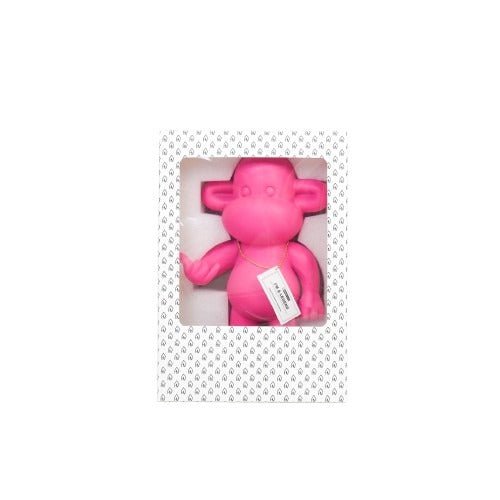 Ornament - hang los aap beeldje 'de legende'- polyresin - roze - 20,5x13,5x35cm