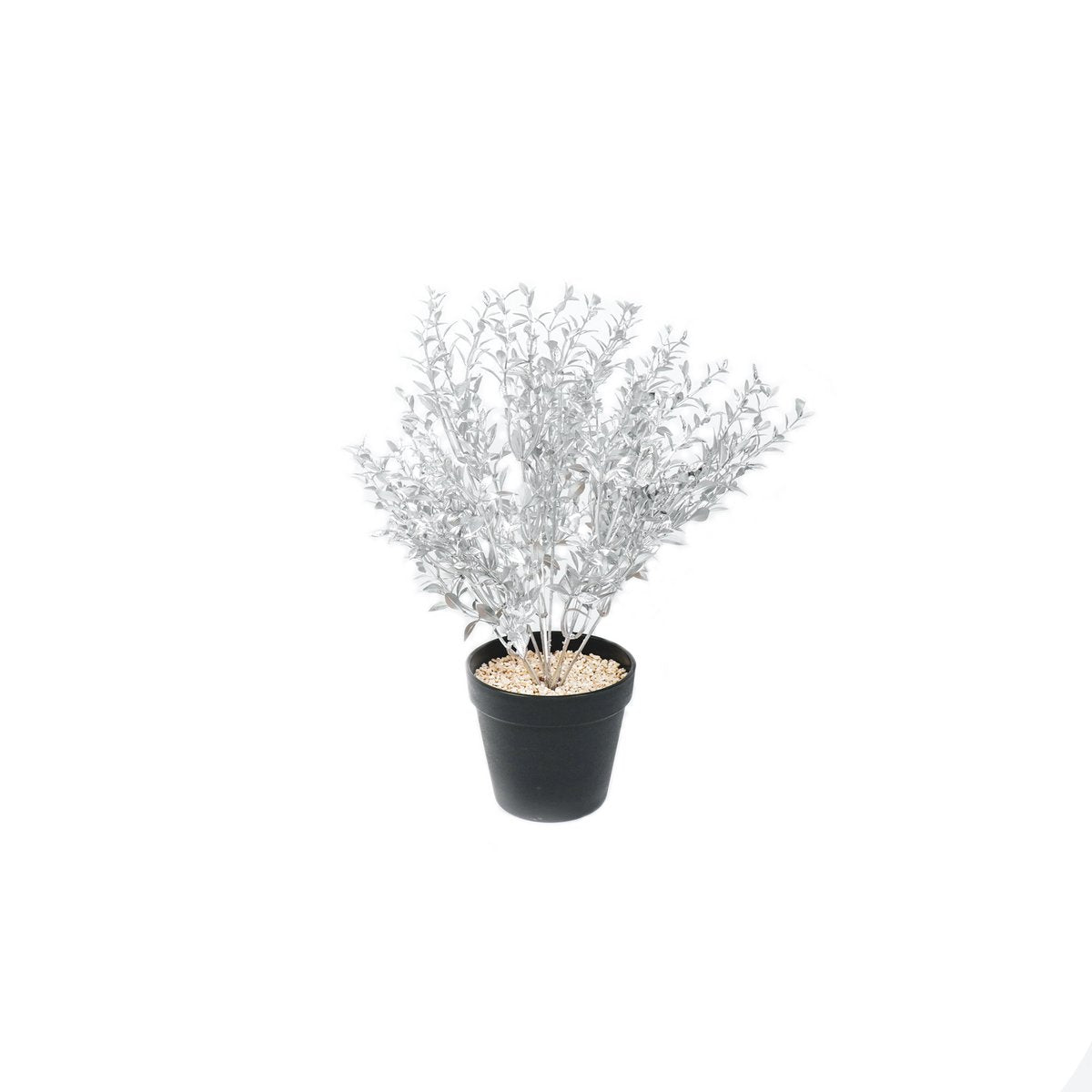 HV Zilverplant met zwarte pot - Polystyreen