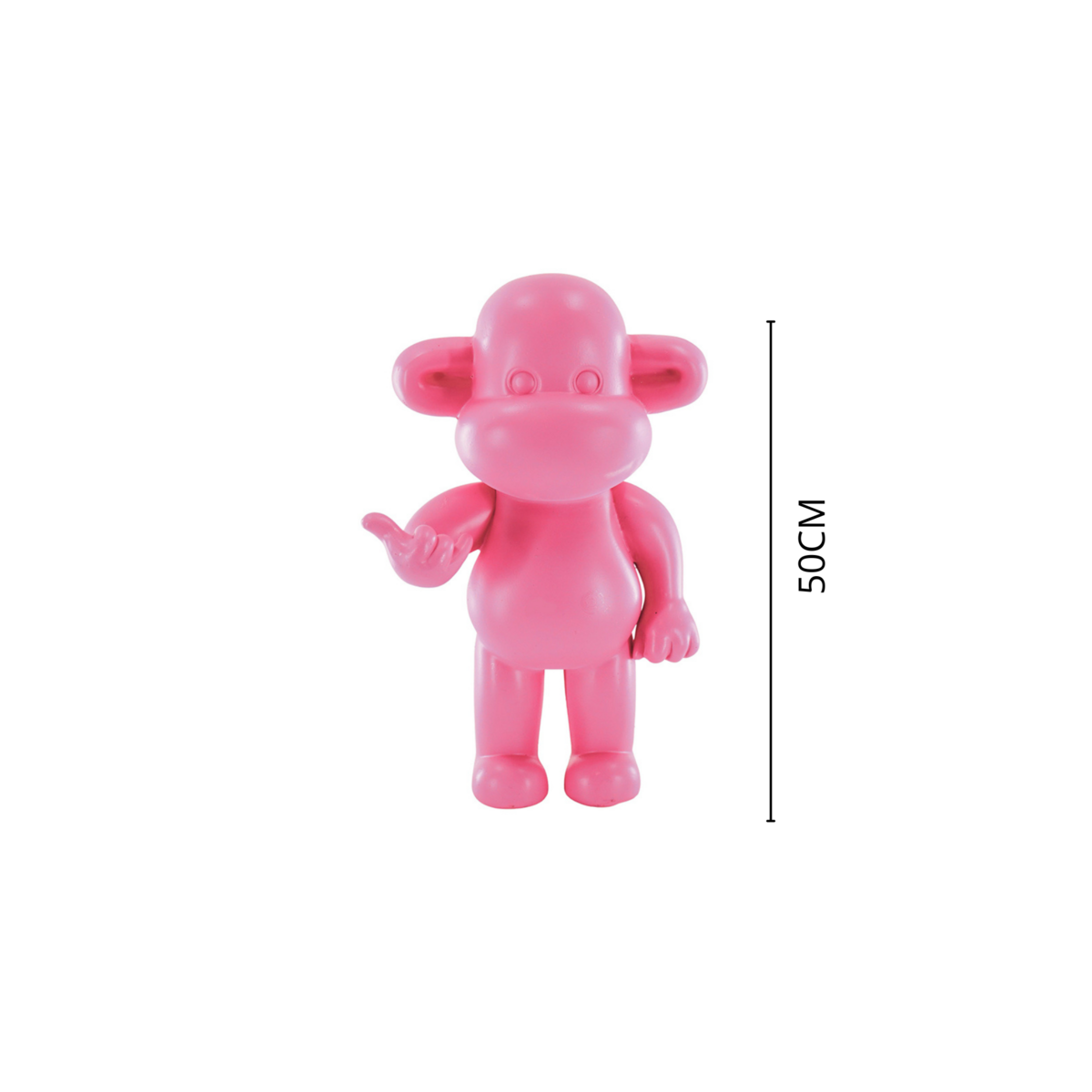 Ornament - hang losse aap beeldje 'de legende' - polyresin - roze - 33x21x50cm