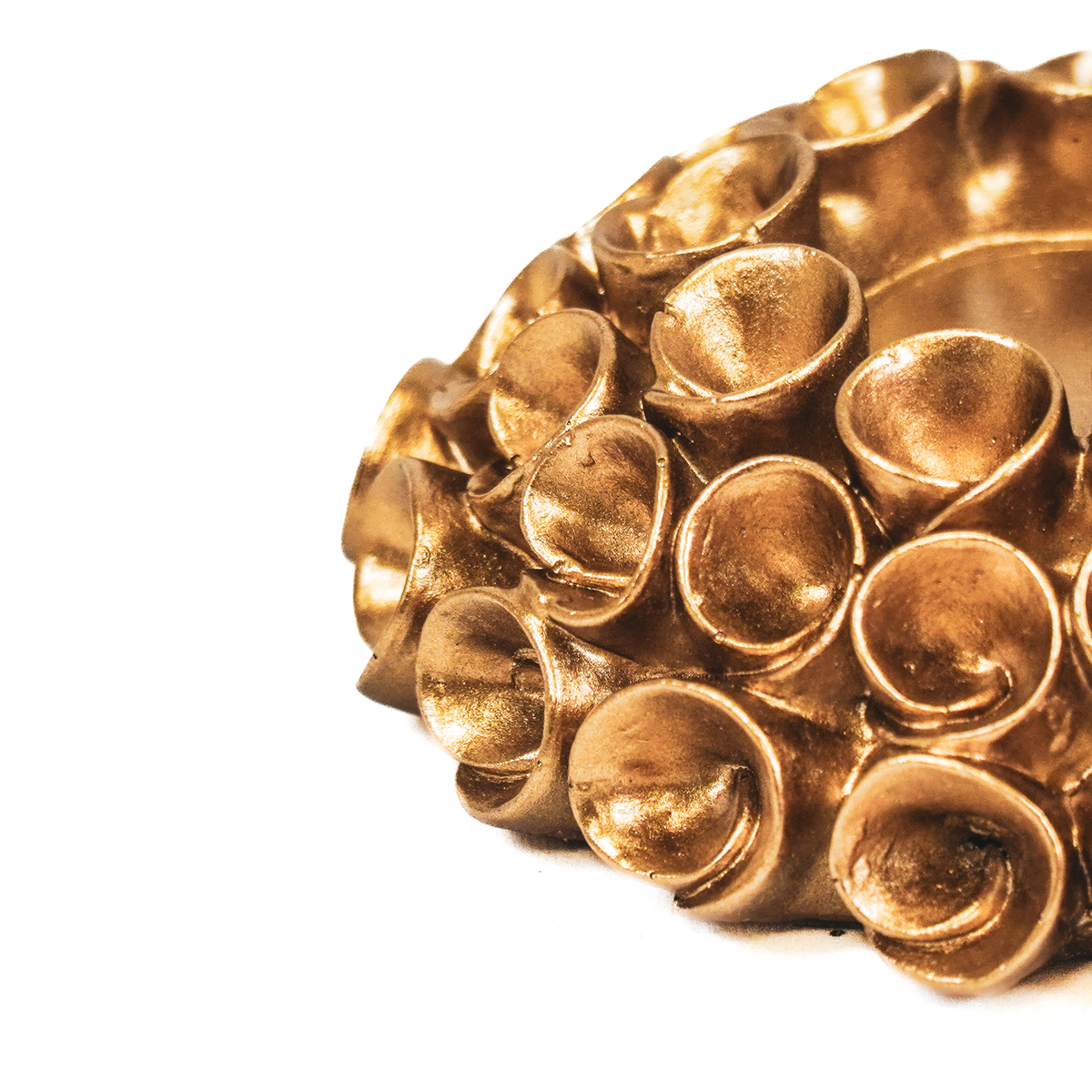 Kaarshouder -Theelichtje- Koraal - Polyresin - Goud - 13x3x5cm
