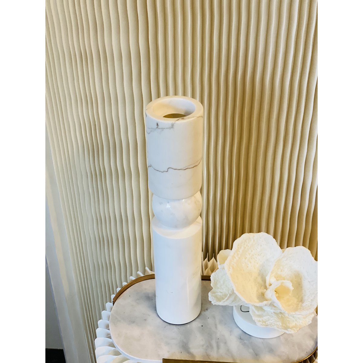 KANDELAAR | MARBLE | WHITE M H29.5cm*W8cm D 8cm Reversible for flower arrangement