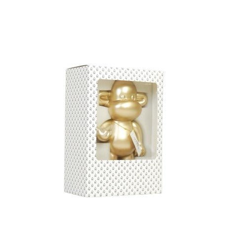 Ornament - hang losse aap beeldje 'de legende' - polyresin - goud - 20,5x13,5x35cm
