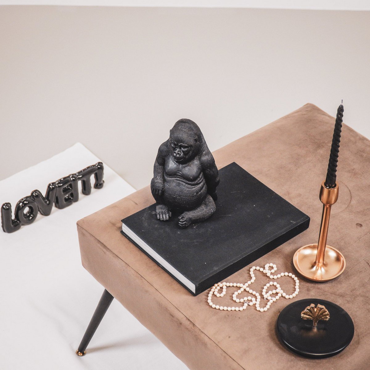Ornament - Gorilla - Polyresin - Zwart - 13,5x13x21cm