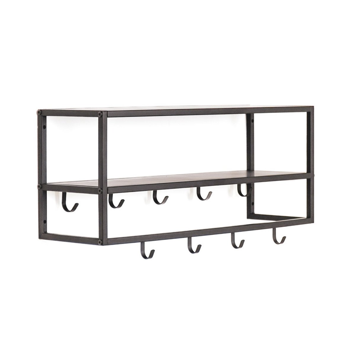 Kapstok - Planken - Metaal - Zwart - 73x21x29,5cm
