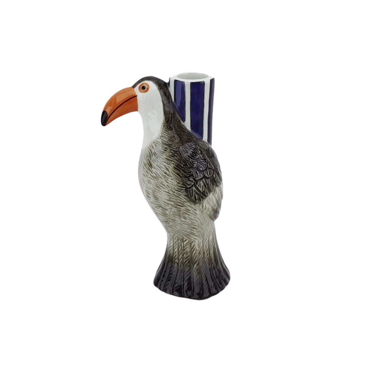 Kandelaar - Toucan - Violet/grijs/oranje - 8,5x7x16cm