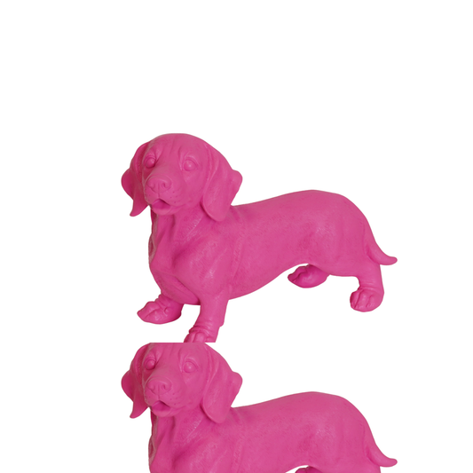 Ornament - Teckel - Polyresin - Roze - 35x23x19cm