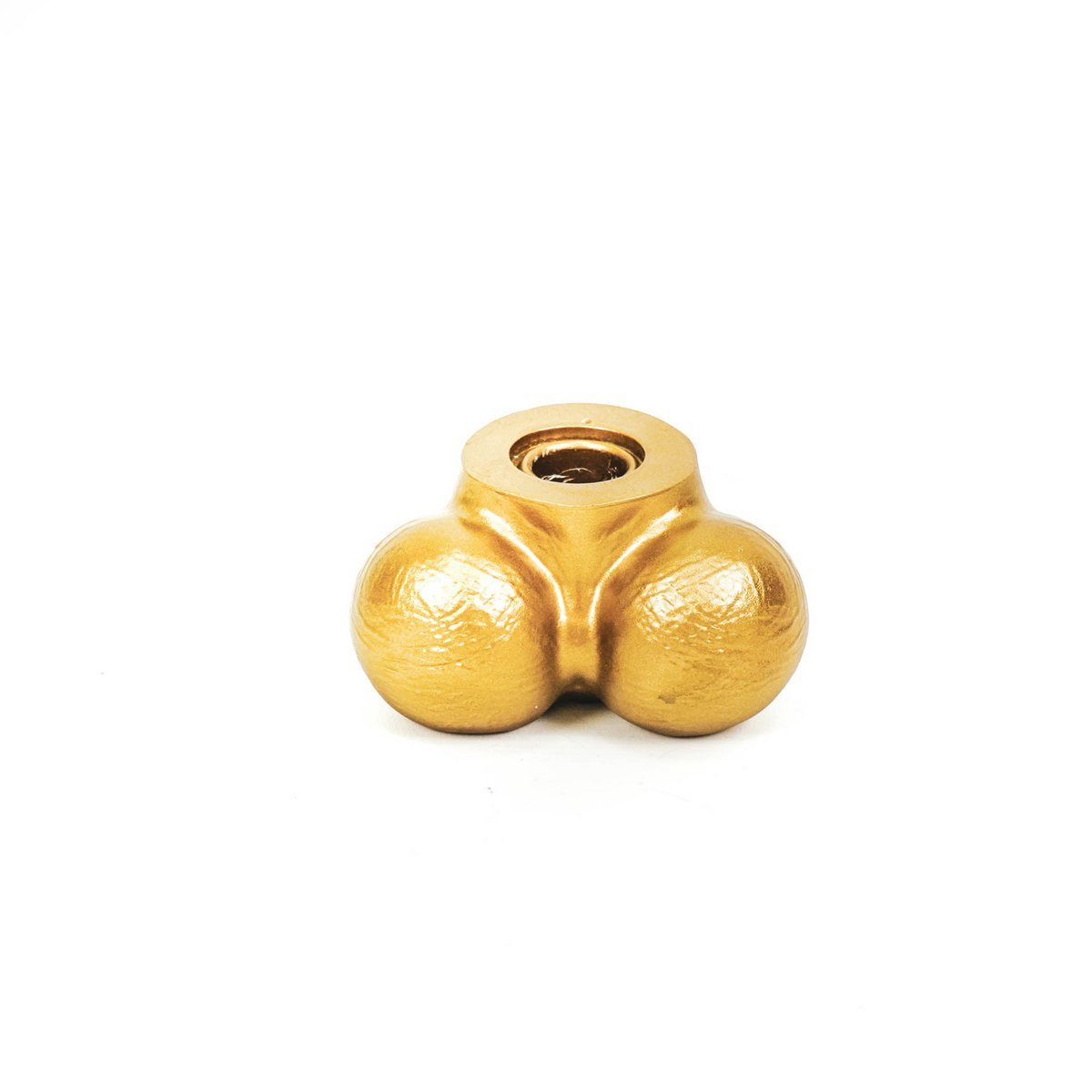 Kaarshouder - Scrotum - Polyresin - Goud - 7,5x5,5x4cm