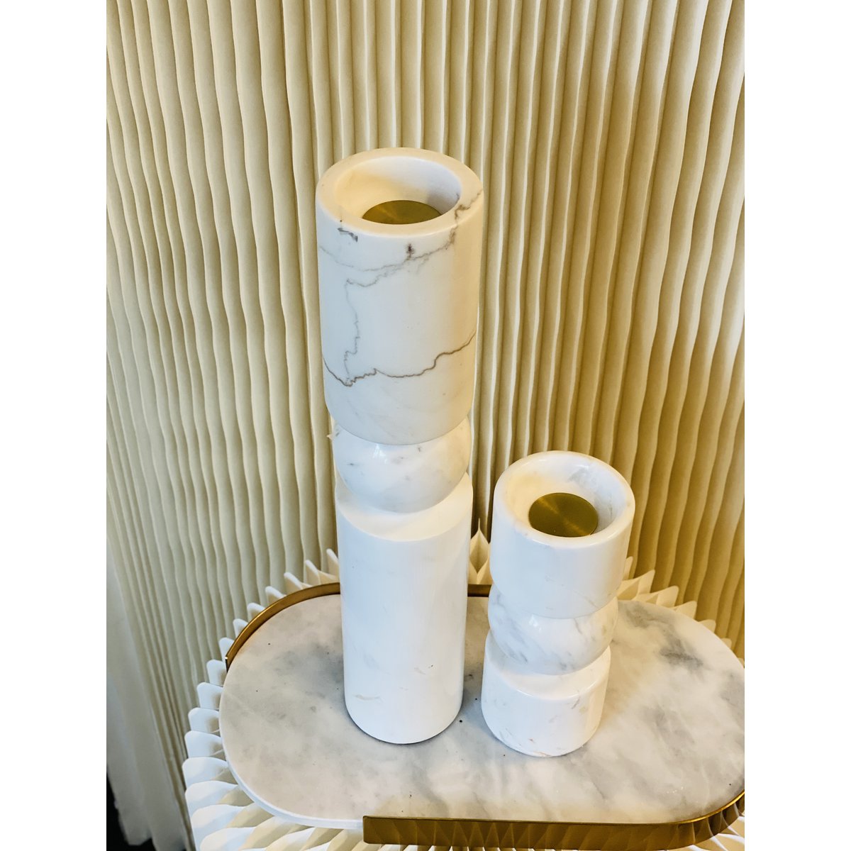 KANDELAAR | MARBLE | WHITE M H29.5cm*W8cm D 8cm Reversible for flower arrangement
