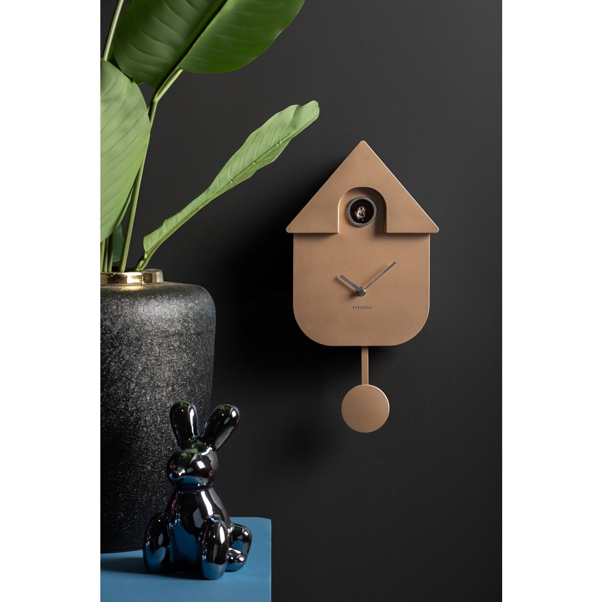 Wandklok Modern Koekoek Metallic
