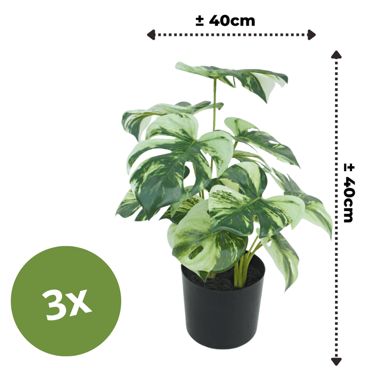3st. Monstera Kunstplant 40cm