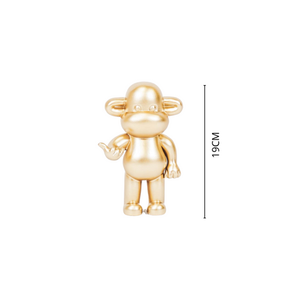 Ornament - hang losse aap beeldje 'de legende' - polyresin - goud - 11x7x19cm