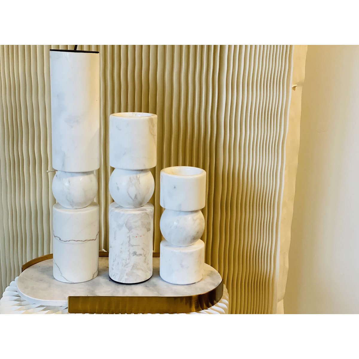 KANDELAAR | MARBLE | WHITE M H29.5cm*W8cm D 8cm Reversible for flower arrangement