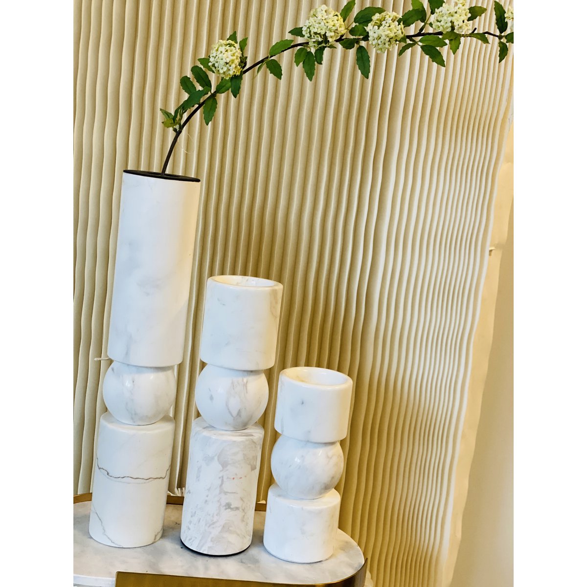 KANDELAAR | MARBLE | WHITE M H29.5cm*W8cm D 8cm Reversible for flower arrangement