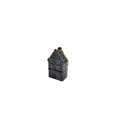 Kersthanger - Huisje - Keramiek - Zwart - 3,5x2x6,5cm