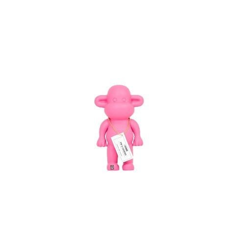 Ornament - aap -beeldje 'de legende'- polyresin - roze - 11x7x19cm