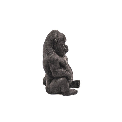 Ornament - Gorilla - Polyresin - Zwart - 13,5x13x21cm