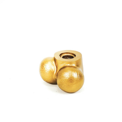 Kaarshouder - Scrotum - Polyresin - Goud - 7,5x5,5x4cm