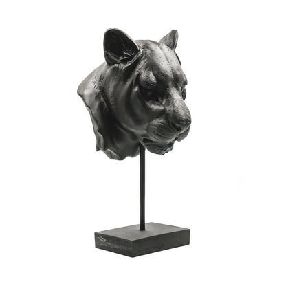 Ornament - Tijgerkop - Polyresin - Zwart -16x21x39