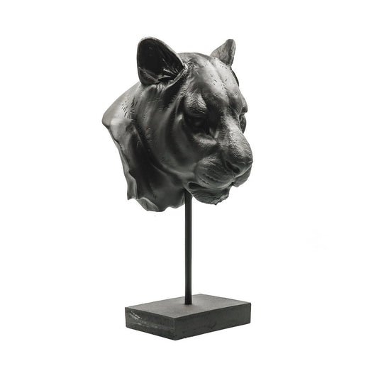 Ornament - Tijgerkop - Polyresin - Zwart -16x21x39