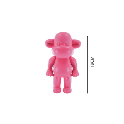 Ornament - aap -beeldje 'de legende'- polyresin - roze - 11x7x19cm