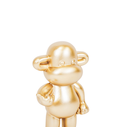 Ornament - hang losse aap beeldje 'de legende' - polyresin - goud - 11x7x19cm