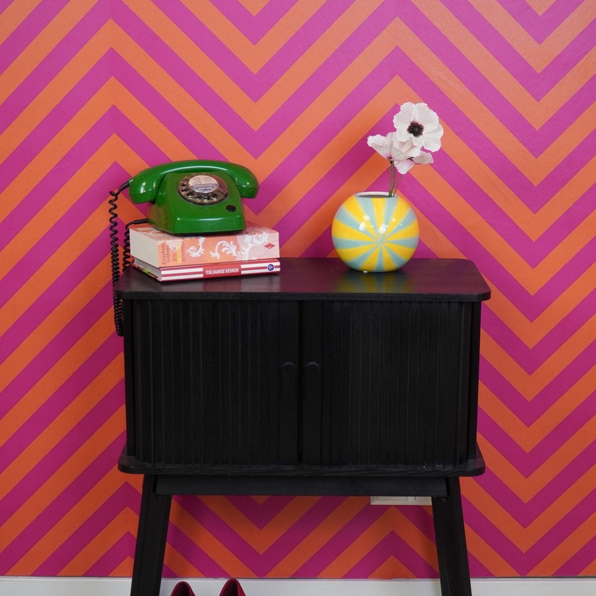 Vaas - Bloemvaas Swirl - Geel/Mint - 15x15x15cm