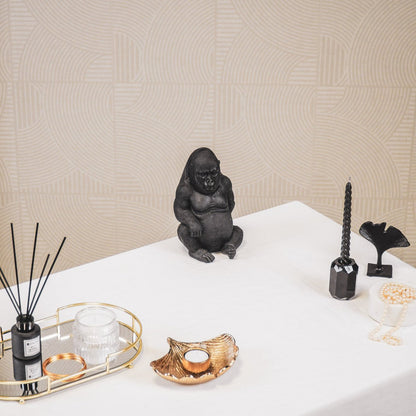 Ornament - Gorilla - Polyresin - Zwart - 13,5x13x21cm