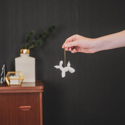 Ornament - Ballon hond Hanger - Wit - 6,5x3x6cm