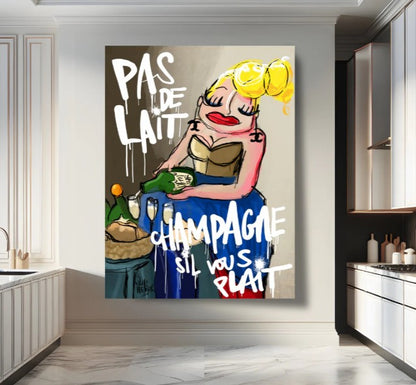 Pas de Lait. Champagne s'il vous plaît - plexiglas 30x40
