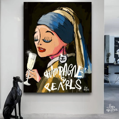 Champagne & pearls - plexiglas 30x40