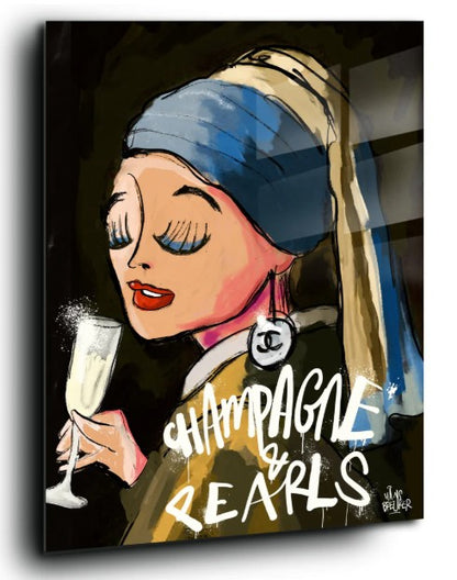 Champagne & pearls - plexiglas 30x40