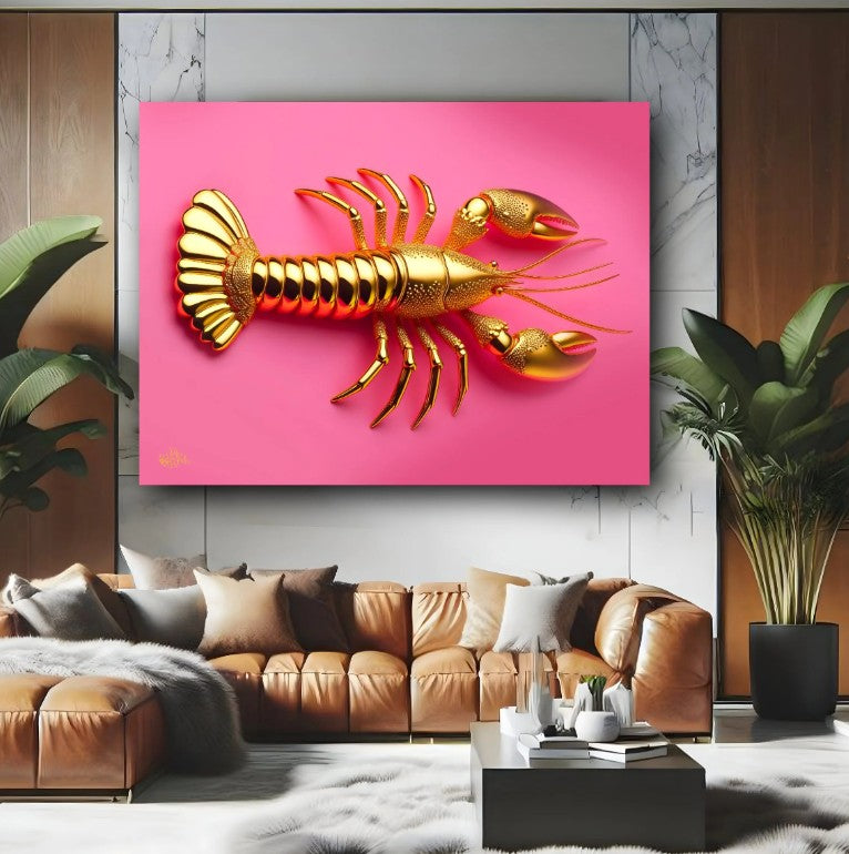 Golden lobster roze - plexiglas 30x40