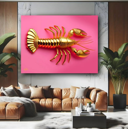 Golden lobster roze - plexiglas 30x40