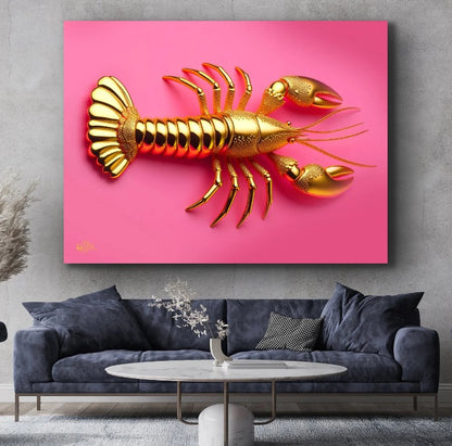 Golden lobster roze - plexiglas 30x40