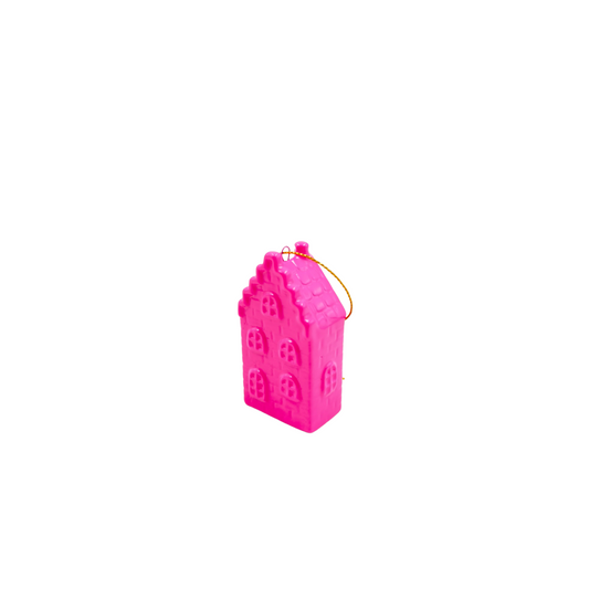 Xmas Hanger - House - Ceramics - Neon Pink - 3,5x2x6,5cm
