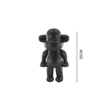 Ornament - aap -beeldje 'de legende'- polyresin - zwart - 20,5x13,5x35cm