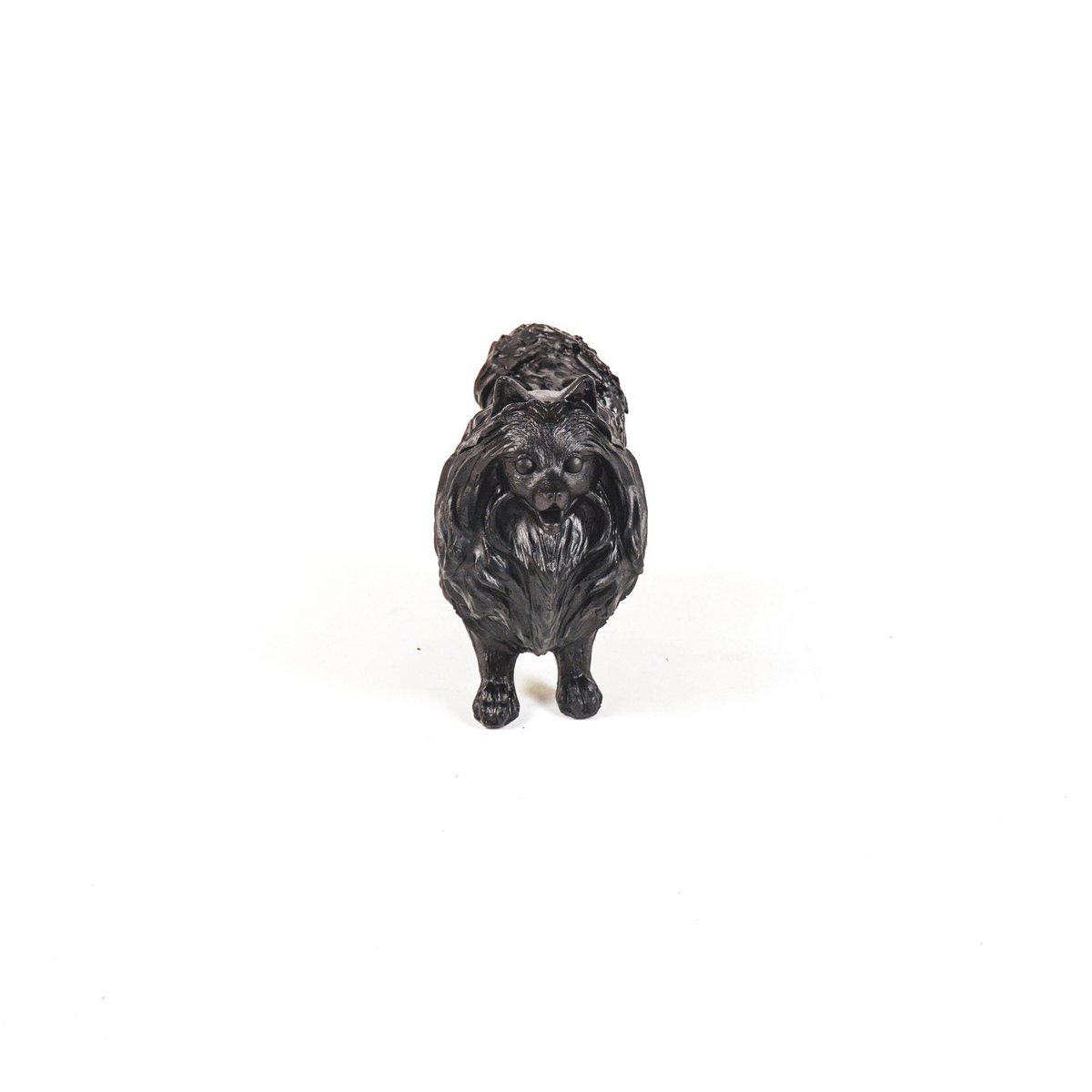 Ornament - Pommeren Hond - Polyresin - Zwart - 23x10x18cm