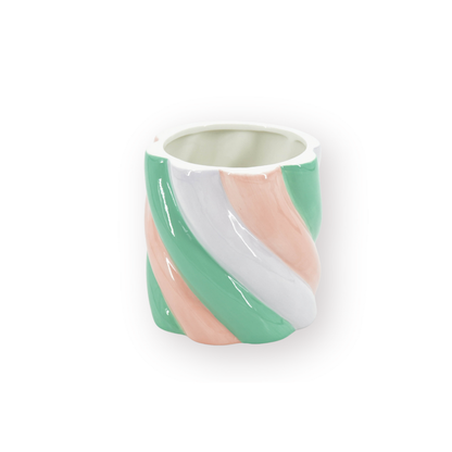 Pot - Bloempot - Marshmellow - Roze/Groen - 12,5x12,5x13cm