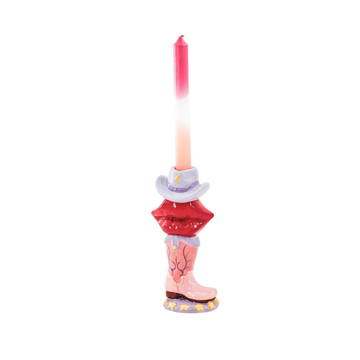 Kaarsenhouder- Boot/ lip/ hat- roze/ rood/ lilac-10x8x20 cm